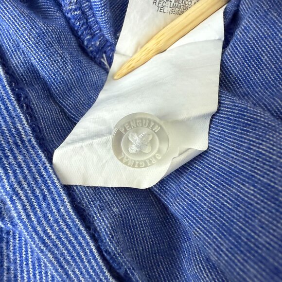 Original Penguin Munsingwear Men’s Polo Shirt XL Blue Striped Gray Collar Cotton - Picture 10 of 10